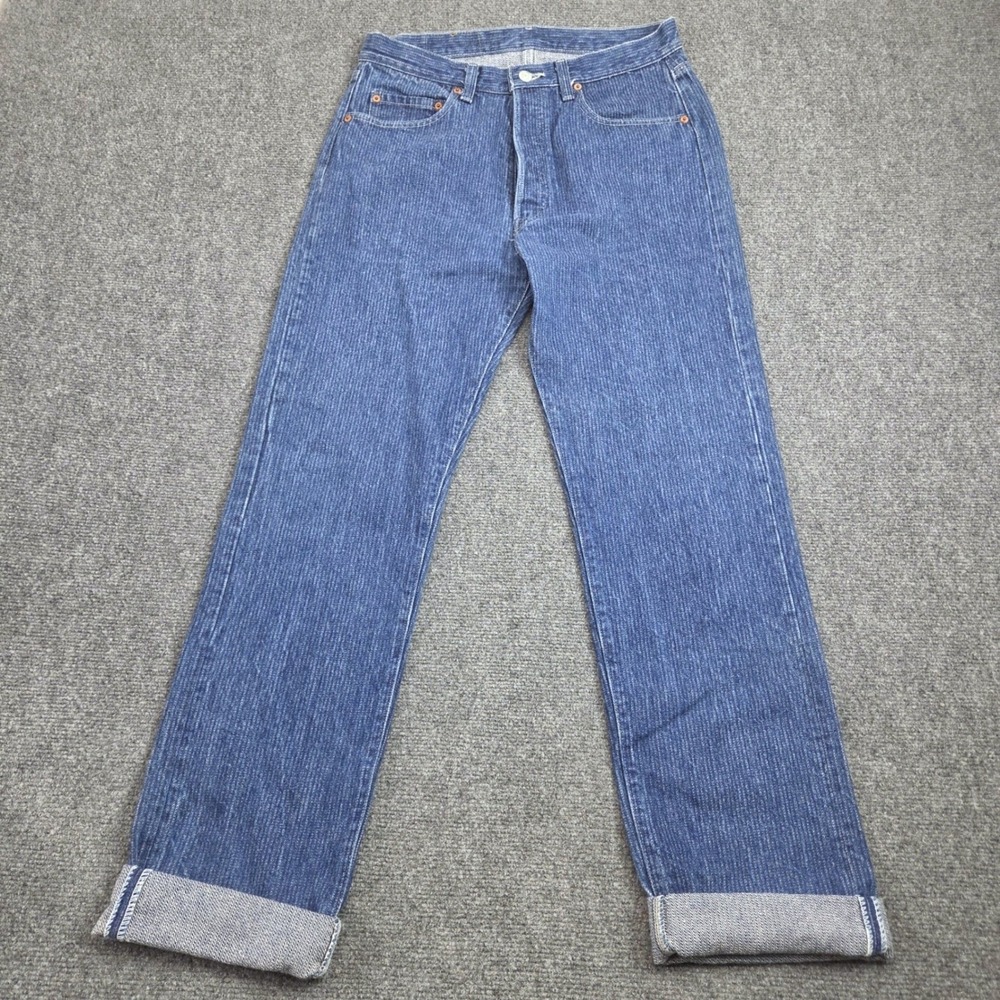 Vintage Levis 501-0119 Jeans Railroad Hickory Pinstripe Denim 31x33 80s Made USA
